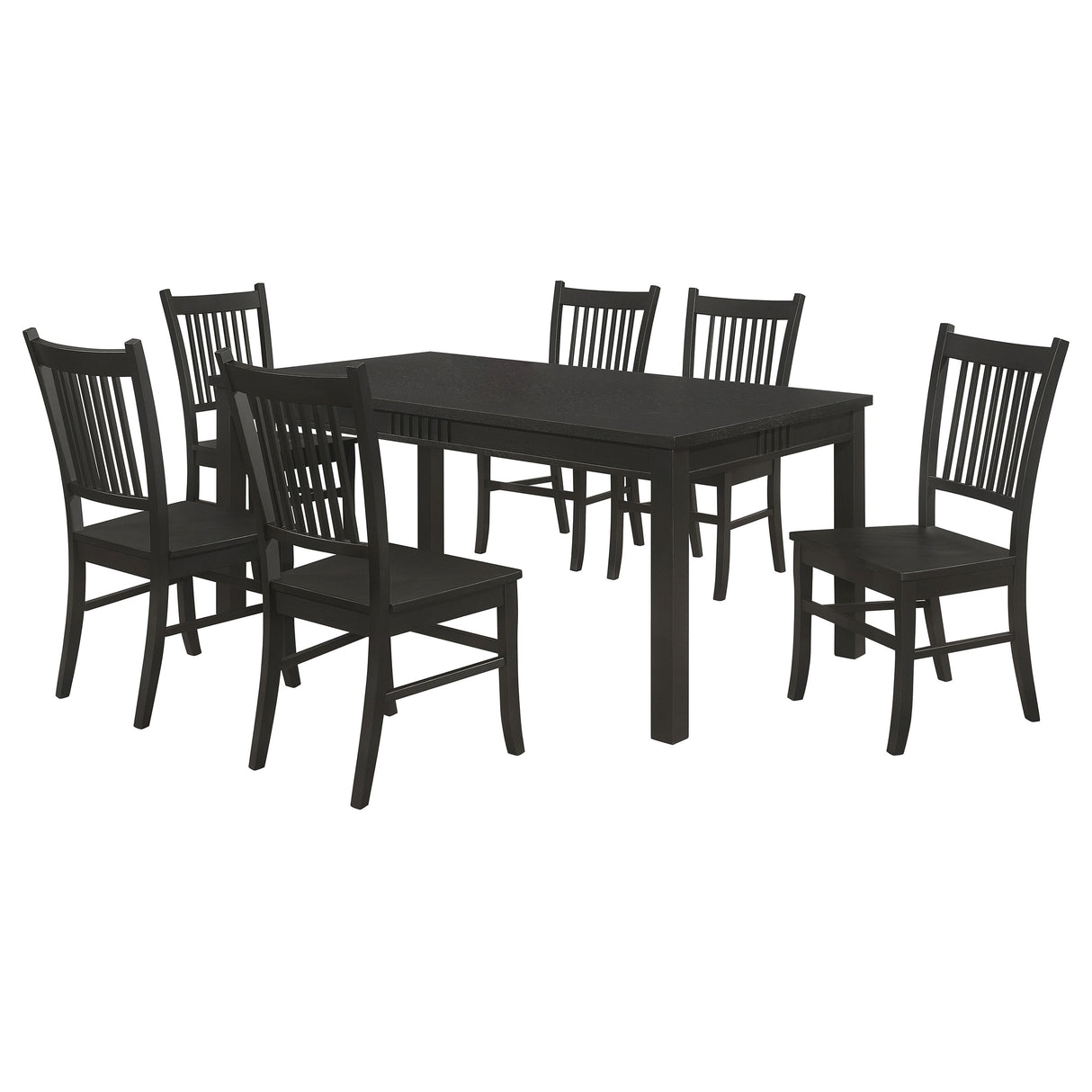 Marbrisa Matte Black 7-Piece Rectangular Dining Table Set
