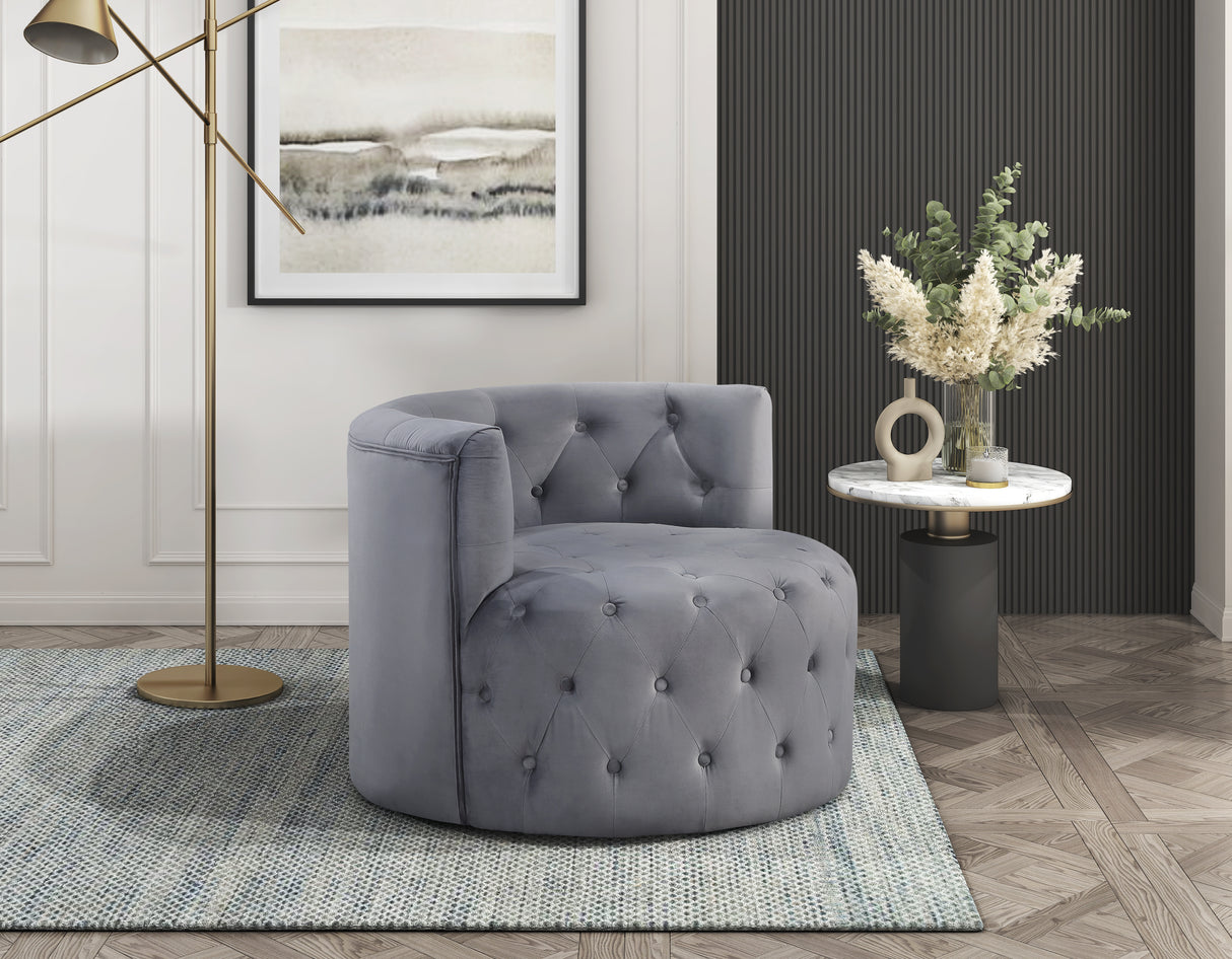 Cheswold Gray Velvet Swivel Chair