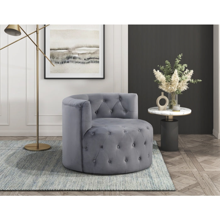 Cheswold Gray Velvet Swivel Chair