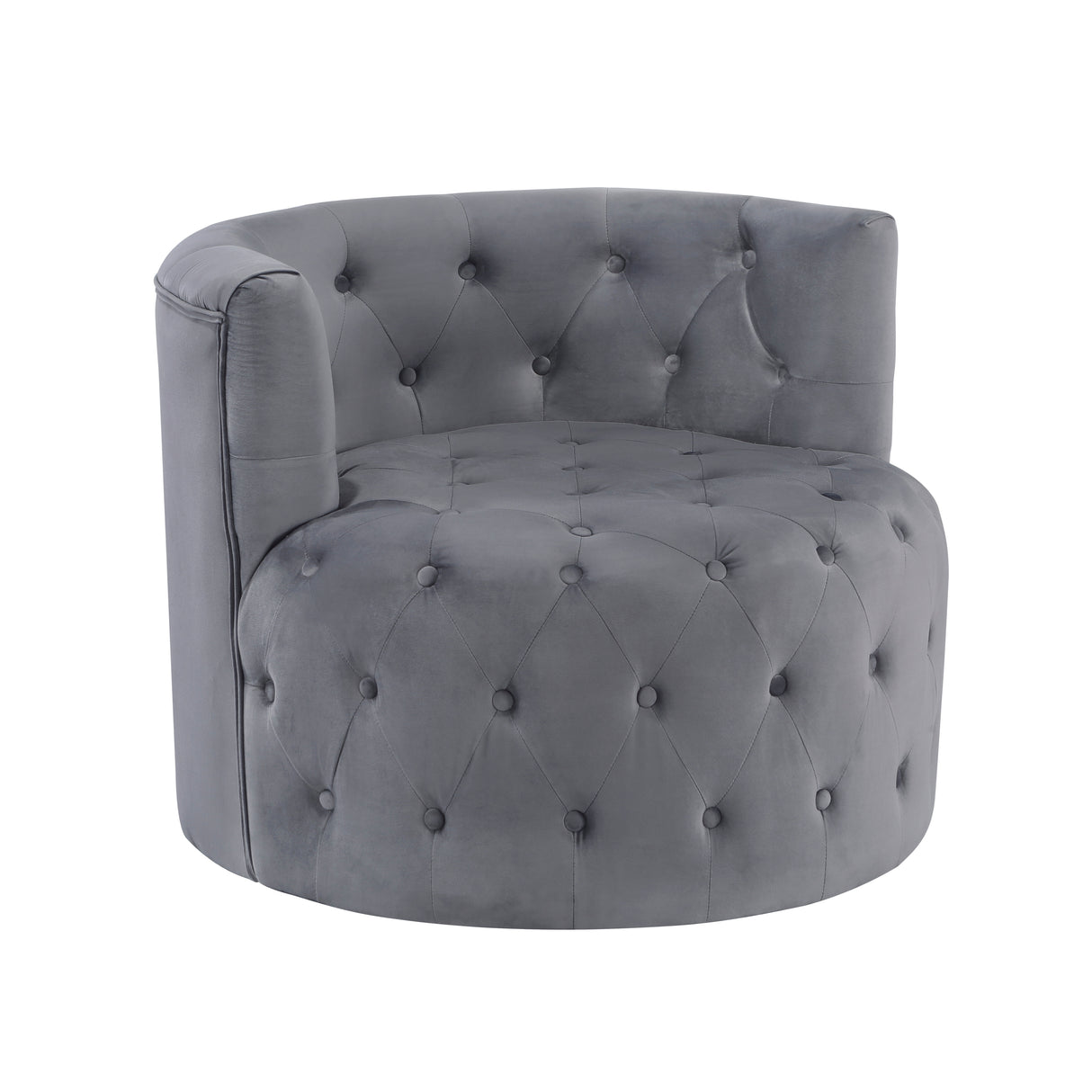 Cheswold Gray Velvet Swivel Chair