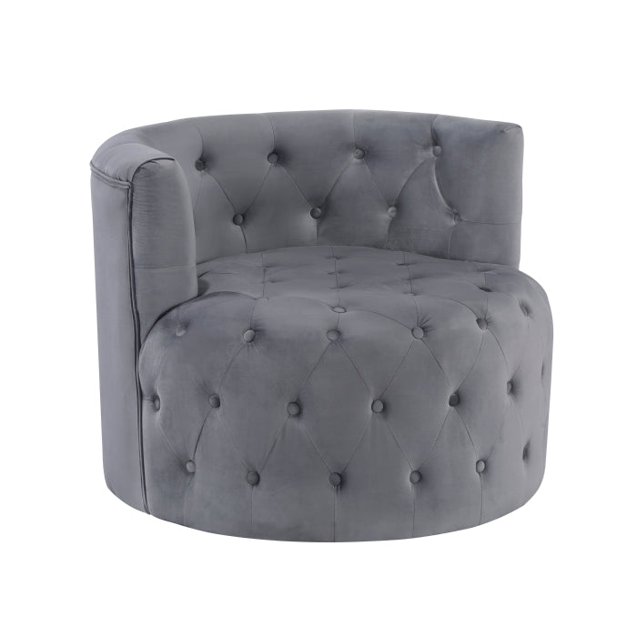 Cheswold Gray Velvet Swivel Chair