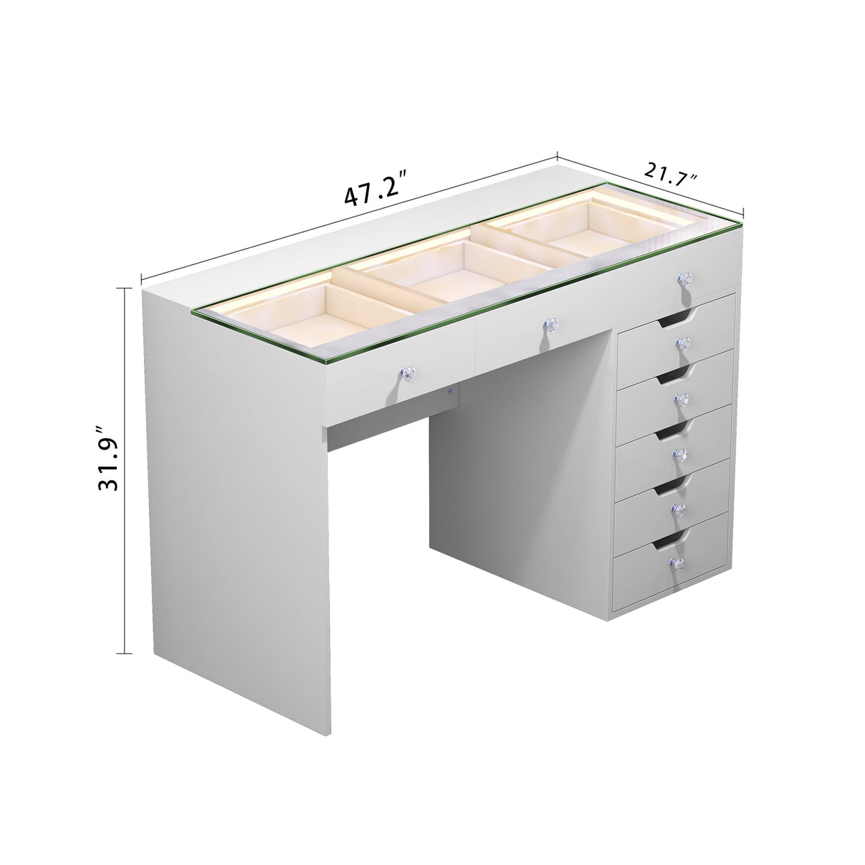 Diana Vanity Desk - 8 Storage Drawers