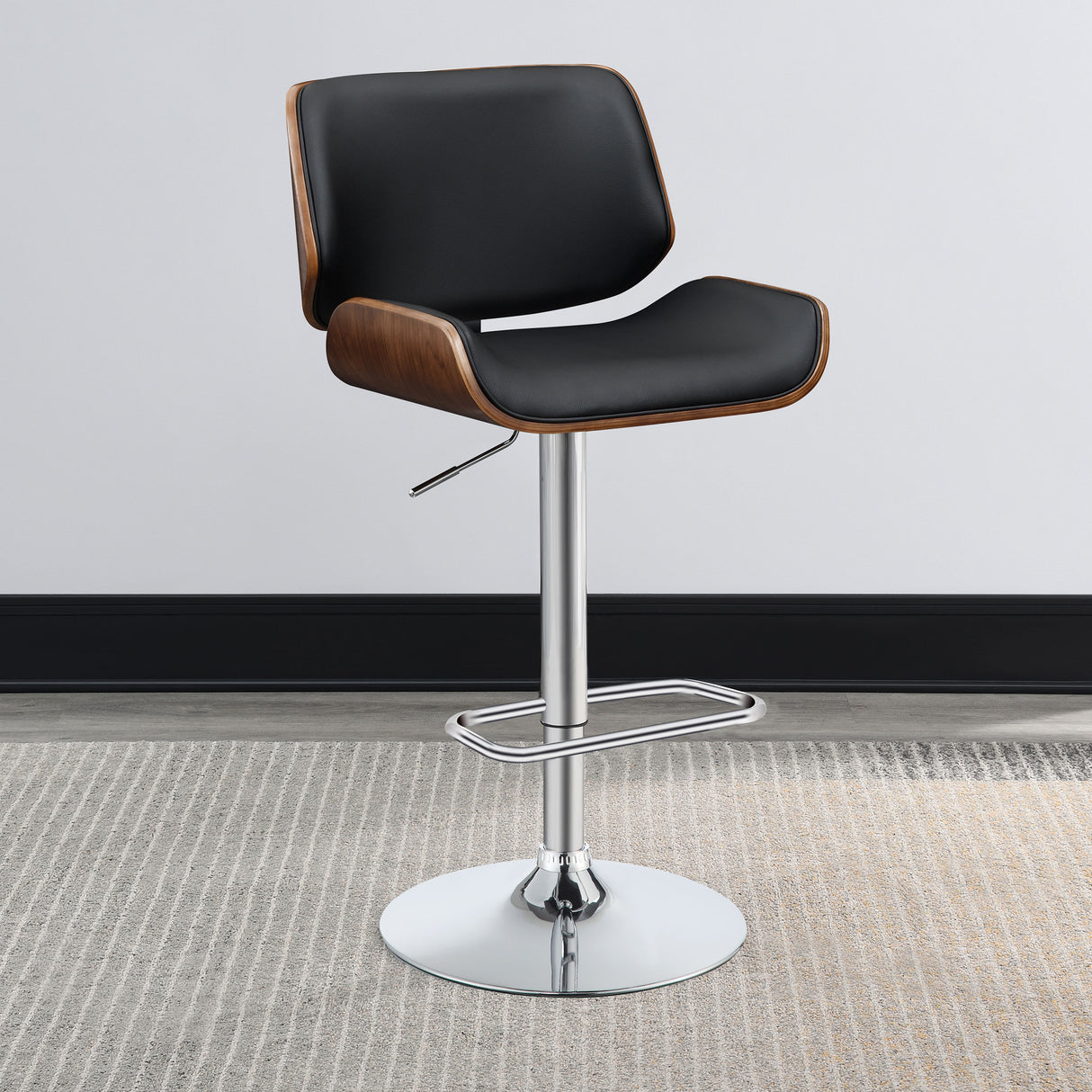 Folsom Upholstered Adjustable Bar Stool Black And Chrome