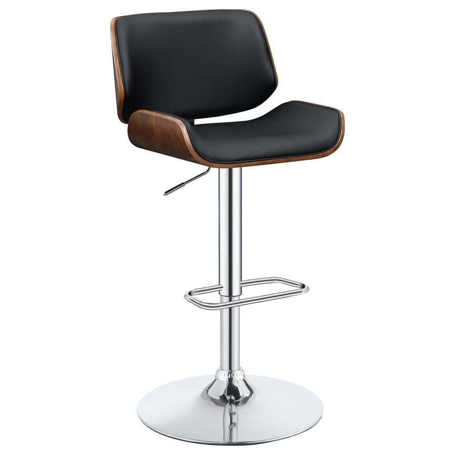 Folsom Upholstered Adjustable Bar Stool Black And Chrome