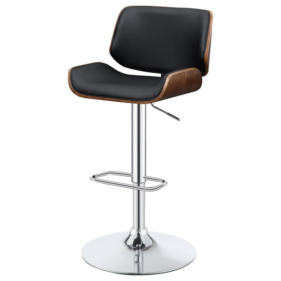 Folsom Upholstered Adjustable Bar Stool Black And Chrome