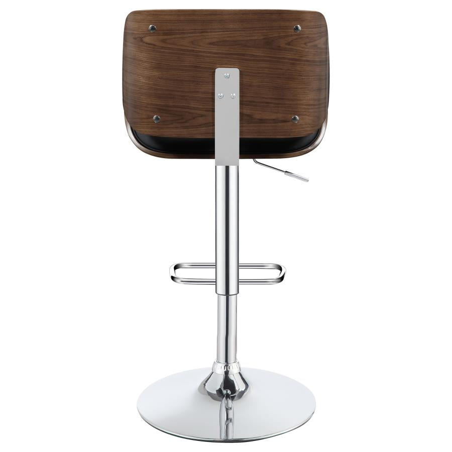 Folsom Upholstered Adjustable Bar Stool Black And Chrome