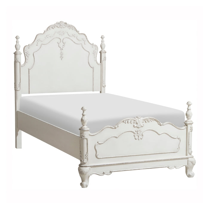 Cinderella Antique White With Gray Rub-Through Twin Bed