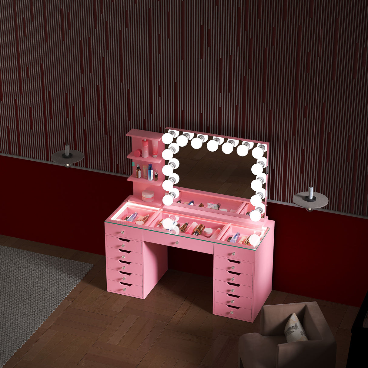 April Promotion ! Eva Vanity Set with 15 bulbs Vanity Mirror(Only sell in California)