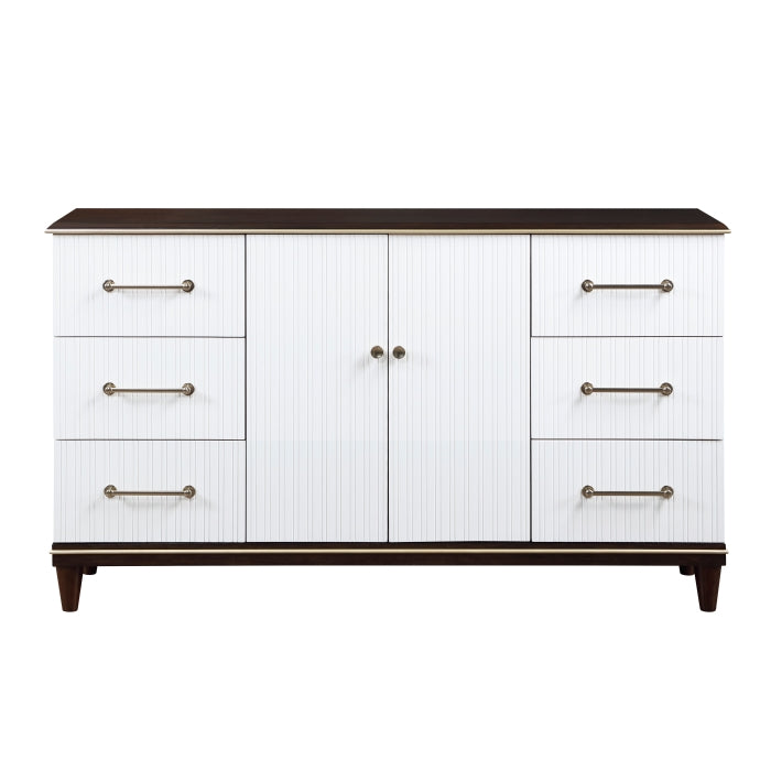 Niles With Gold Trim White And Cherry Dresser
