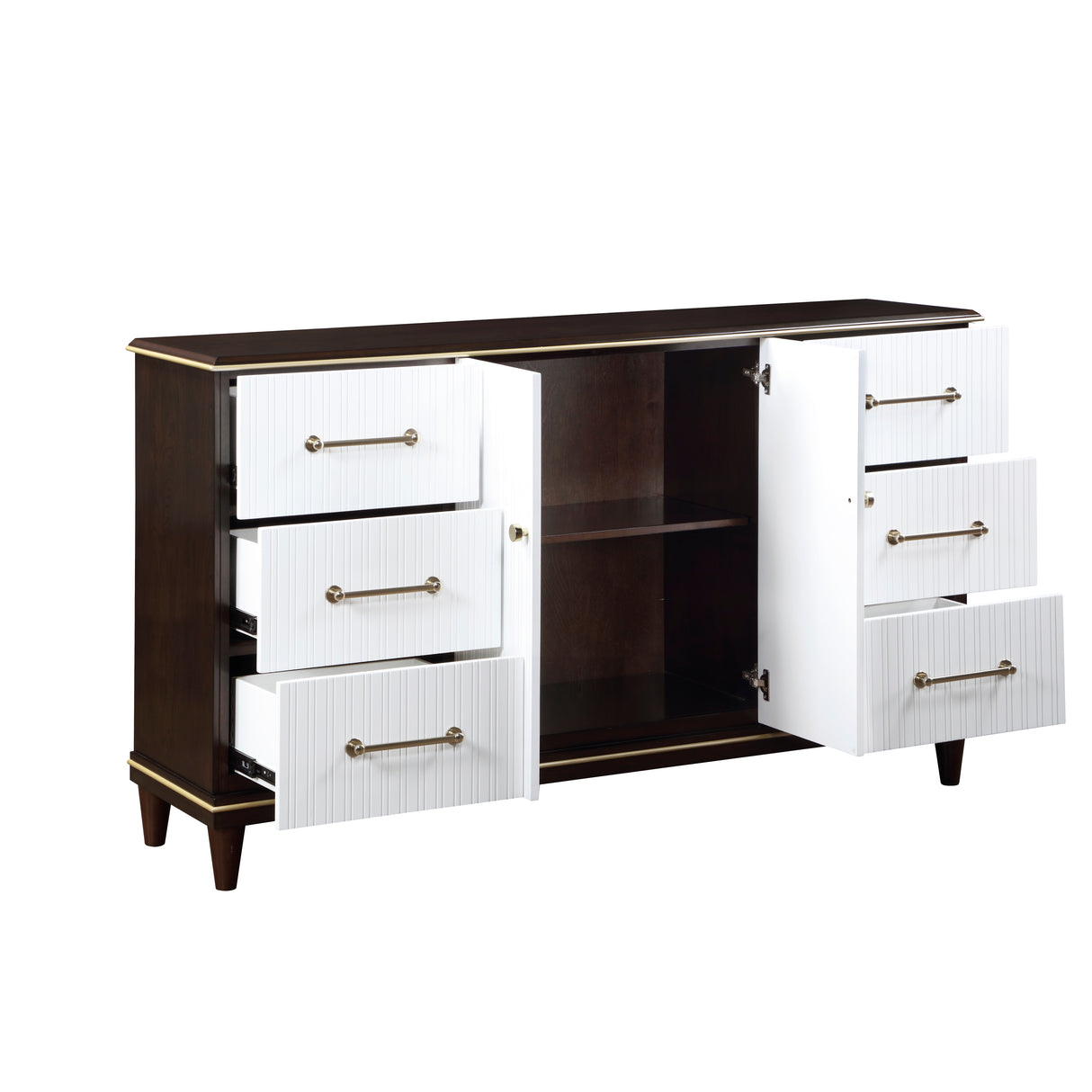 Niles With Gold Trim White And Cherry Dresser