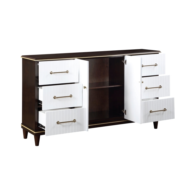 Niles With Gold Trim White And Cherry Dresser