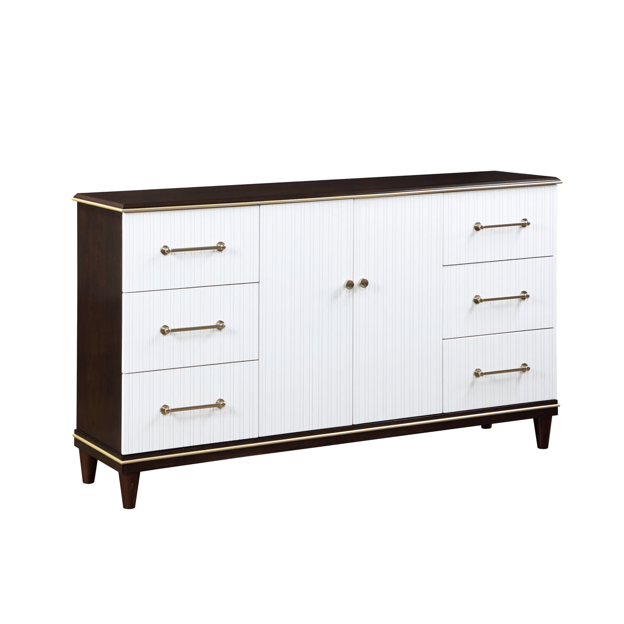 Niles With Gold Trim White And Cherry Dresser