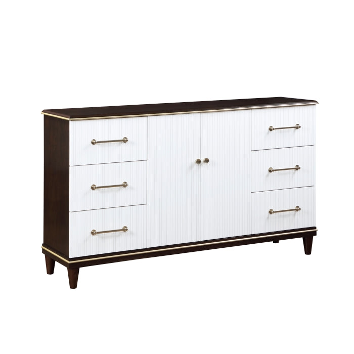 Niles With Gold Trim White And Cherry Dresser