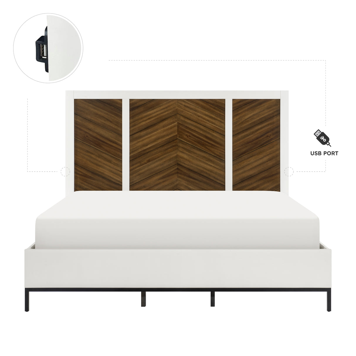 Oslo White And Walnut California King Bed
