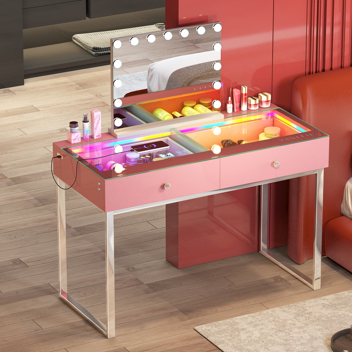 Alice RGB Vanity Desk Pro - 2 Storage Drawers