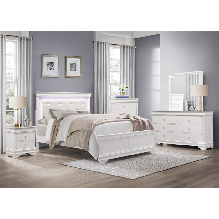 Lana White California King Bed With Led Lighting
