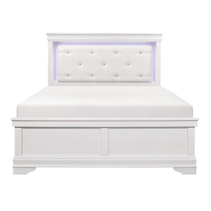 Lana White California King Bed With Led Lighting
