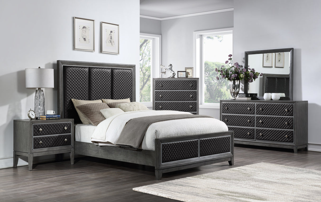 End Wire-Brushed Gray Queen Bed