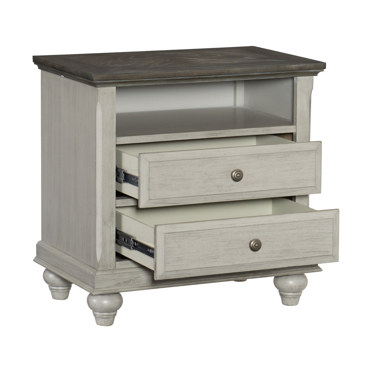 Mossbrook Dark Brown/Light Gray Nightstand