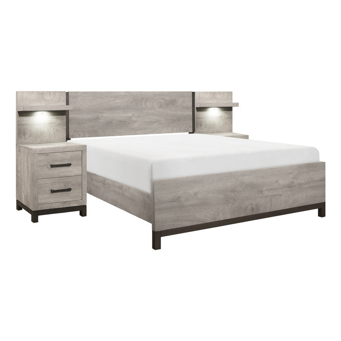 Zephyr Light Gray And 5Pc Set Eastern King Wall Bed (Ekb+2Ns+2Ns-P)