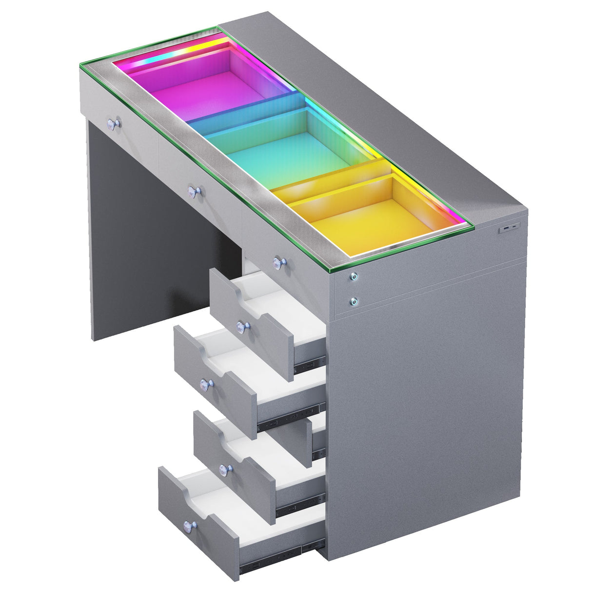 Diana RGB Vanity Desk with Light - 8 Storage Drawers