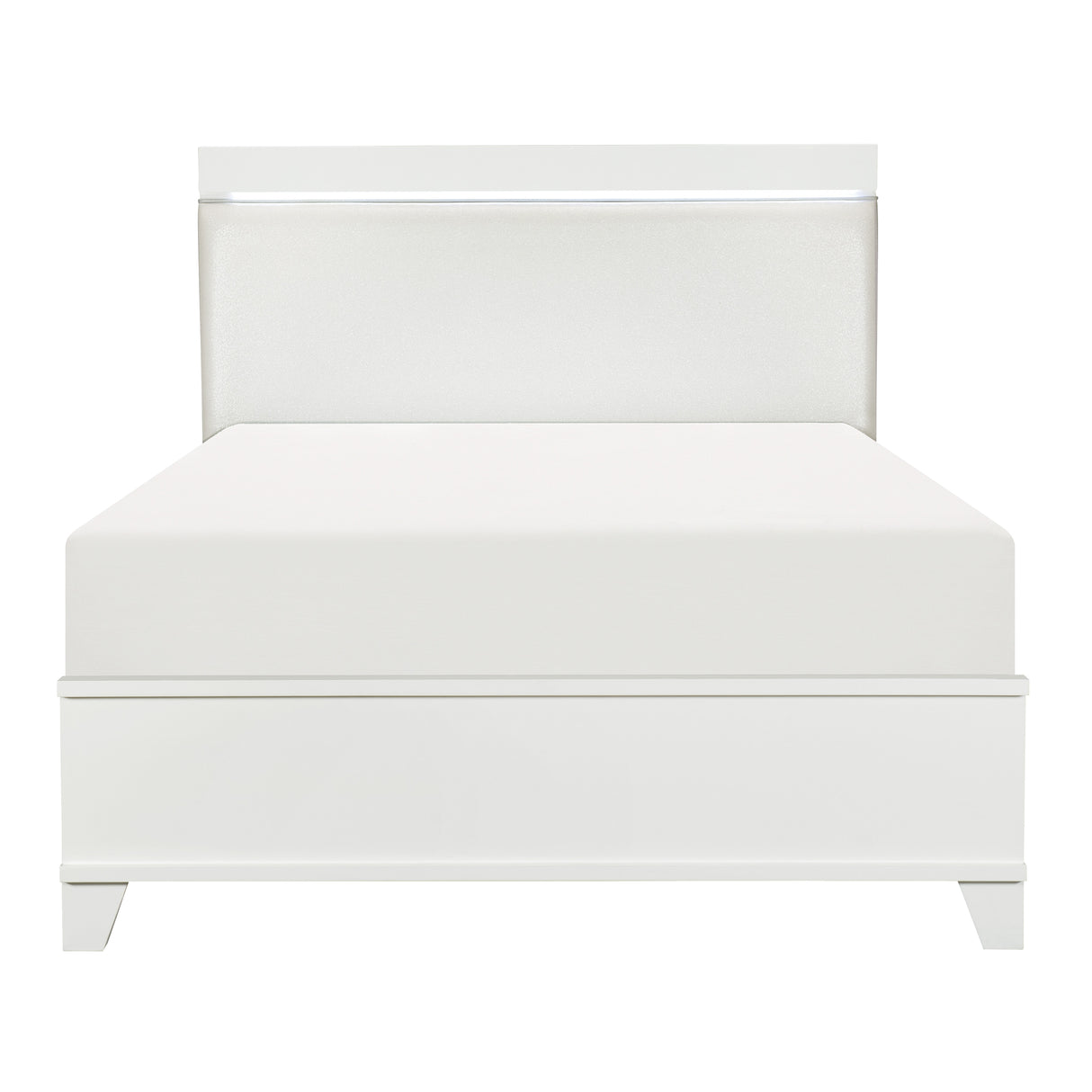 Kerren White High Gloss California King Bed, Led Lighting