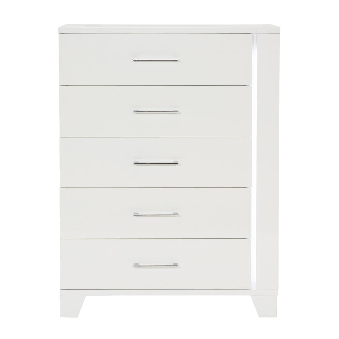 Kerren White High Gloss Chest, LED Lighting