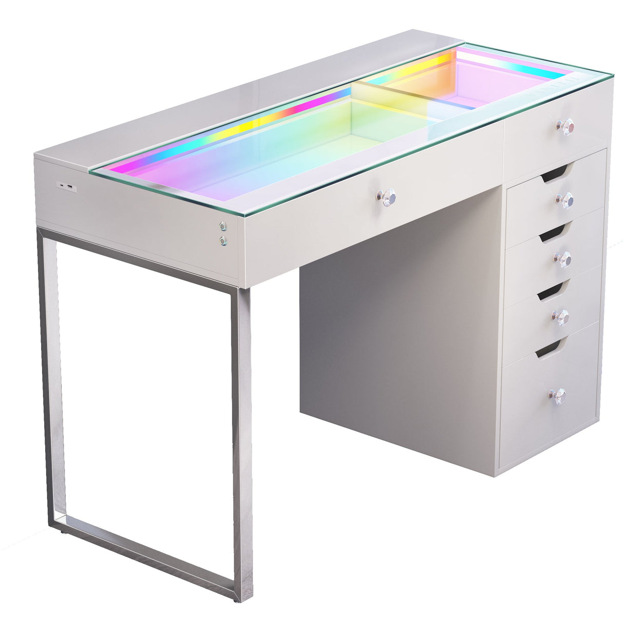 Diana RGB Vanity Desk - 6 Storage Drawers