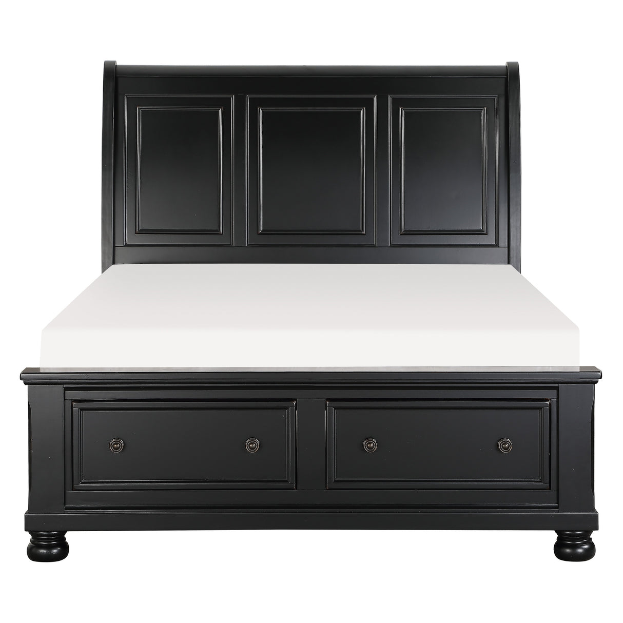Laurelin Black Queen Sleigh Platform Bed With Footboard Storage