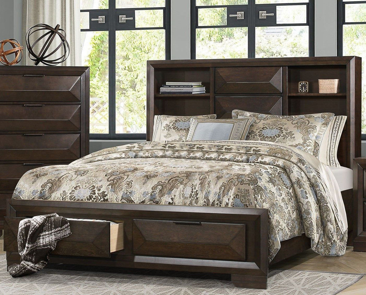 Chesky Warm Espresso Platform Storage Bedroom Set