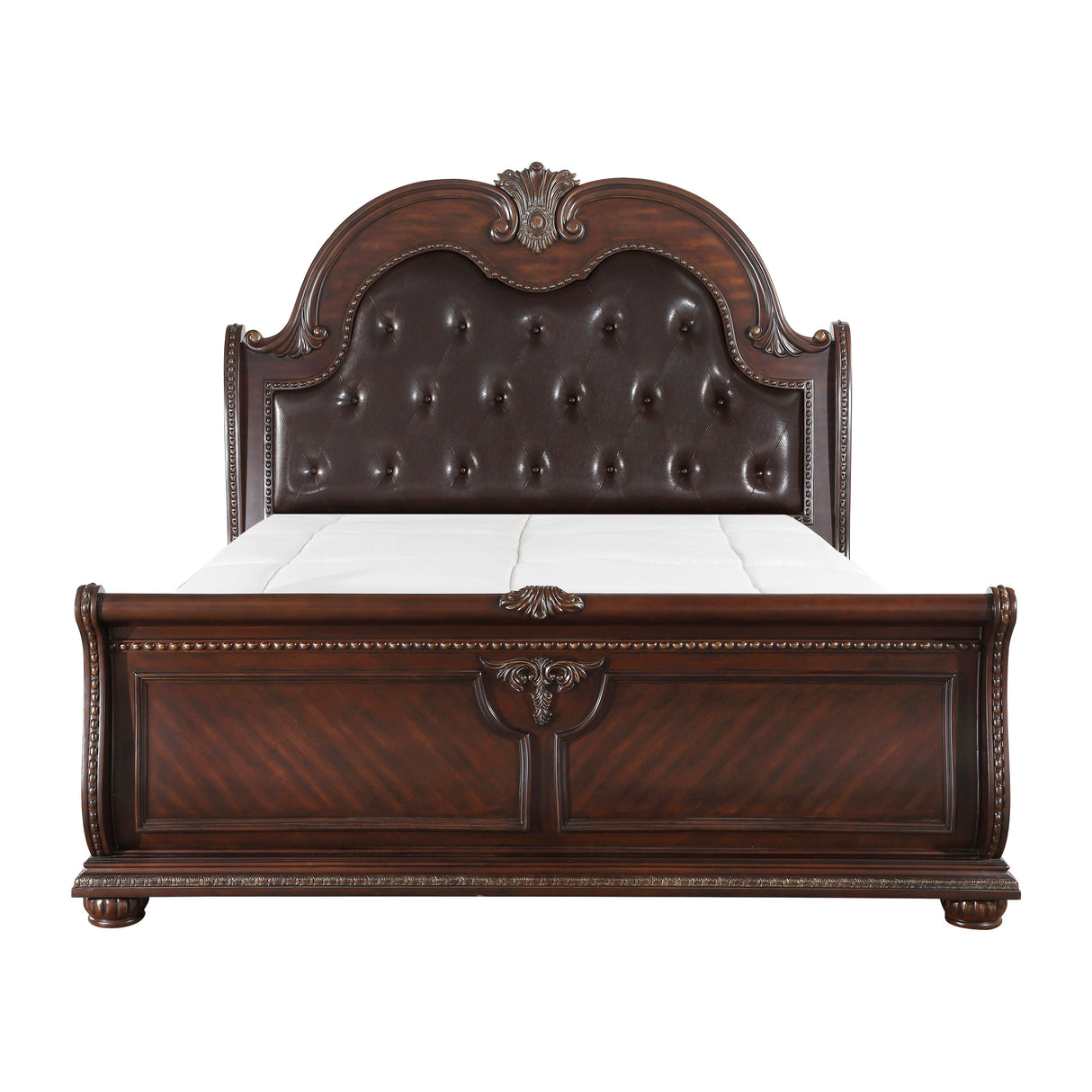 Cavalier Dark Cherry With Gold Tipping Queen Sleigh Bed