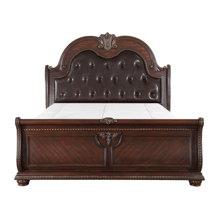 Cavalier Dark Cherry With Gold Tipping Eastern King Sleigh Bed