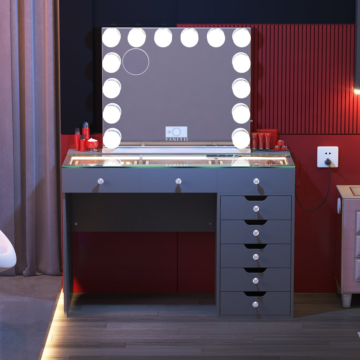 Diana Vanity Desk - 8 Storage Drawers