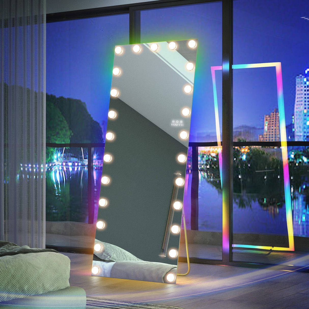 Hollywood Vanity Mirror - Full Length Vanity Mirror with RGB Lighting