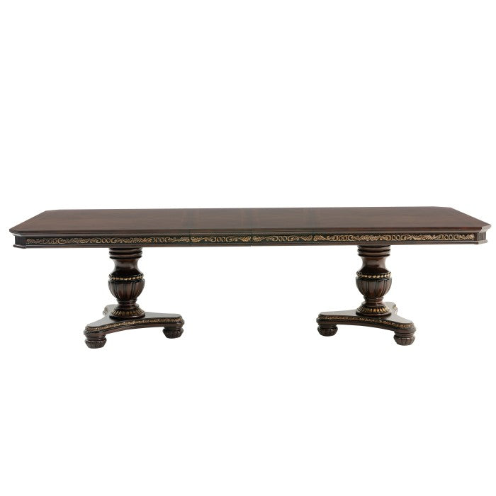 Hill Cherry With Gold Tipping Double Pedestal Dining Table