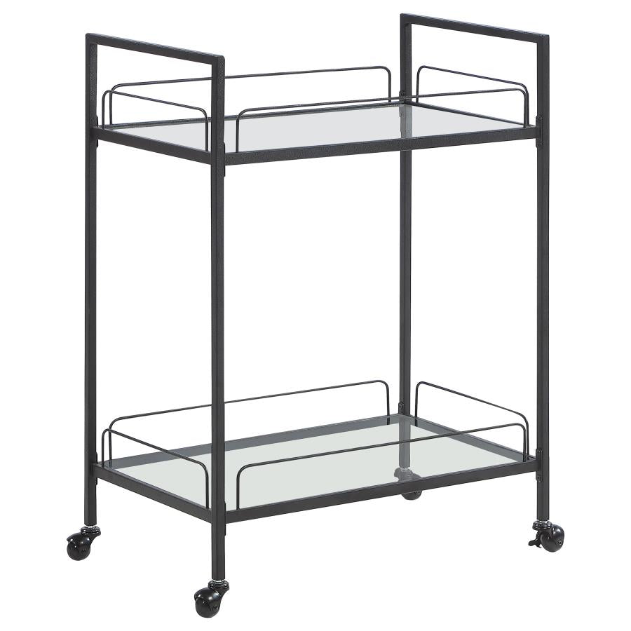 Curltis Serving Cart With Glass Shelves Clear And Black
