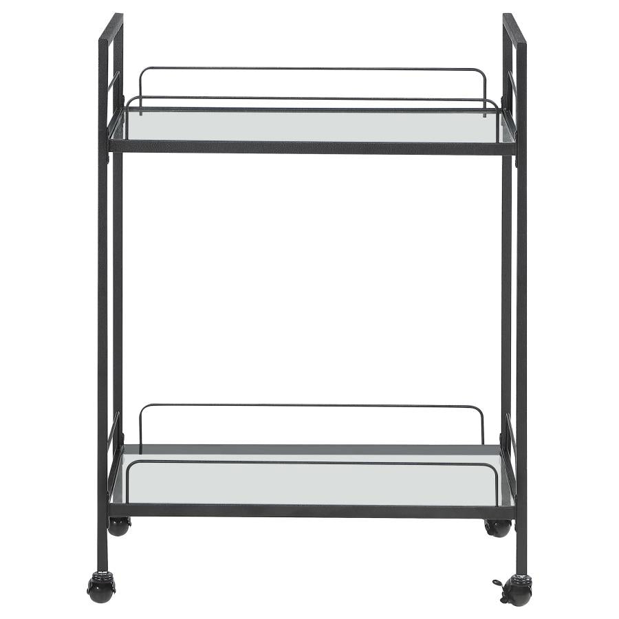 Curltis Serving Cart With Glass Shelves Clear And Black