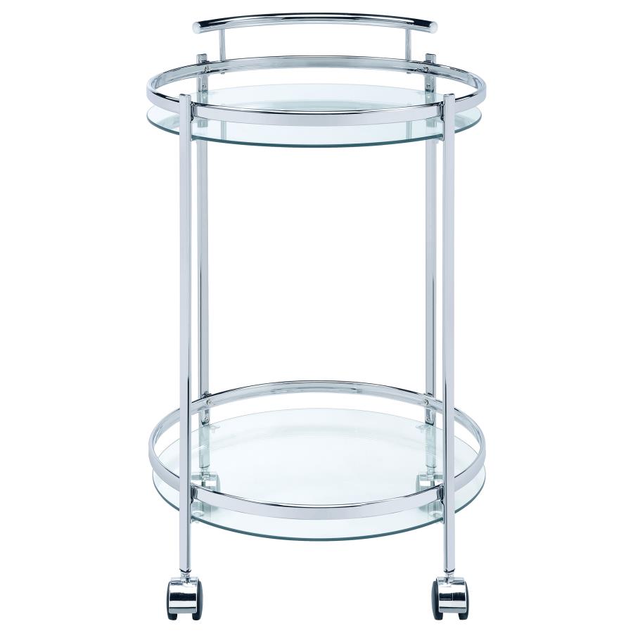 Chrissy Round Glass Bar Cart Chrome