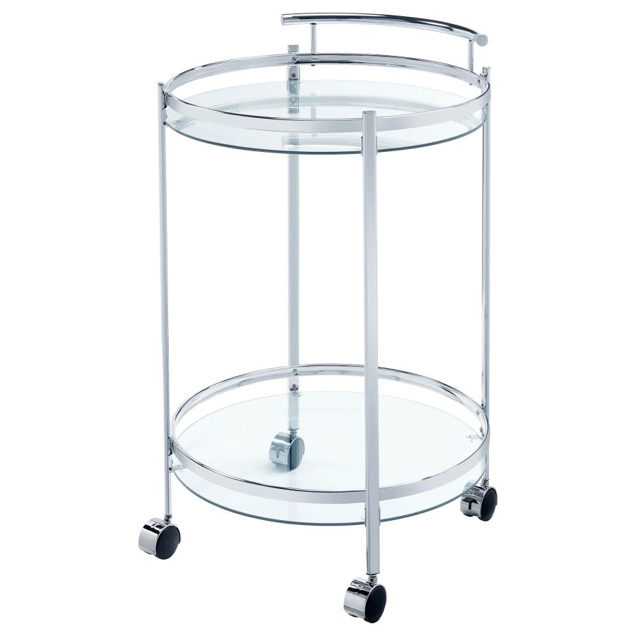 Chrissy Round Glass Bar Cart Chrome