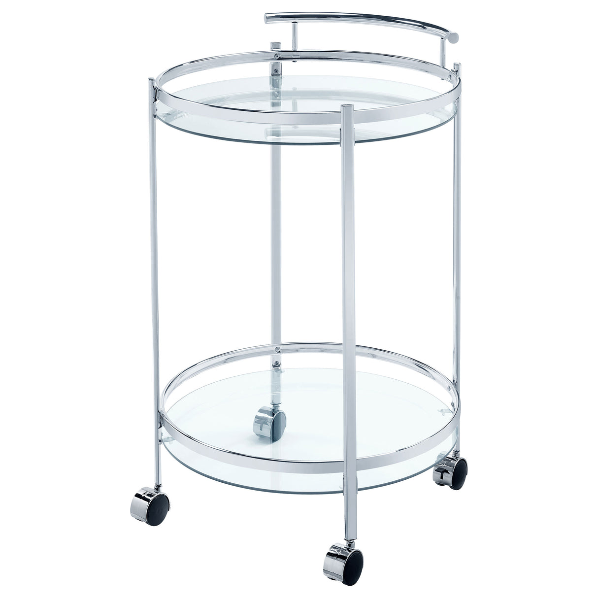 Chrissy Round Glass Bar Cart Chrome