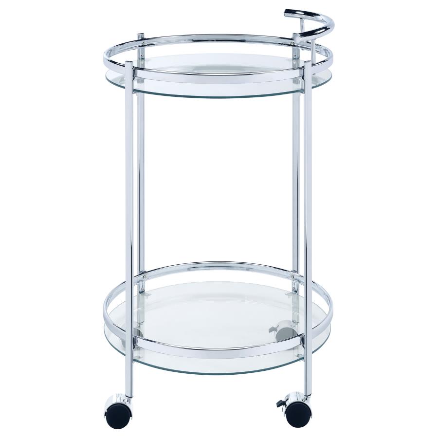 Chrissy Round Glass Bar Cart Chrome