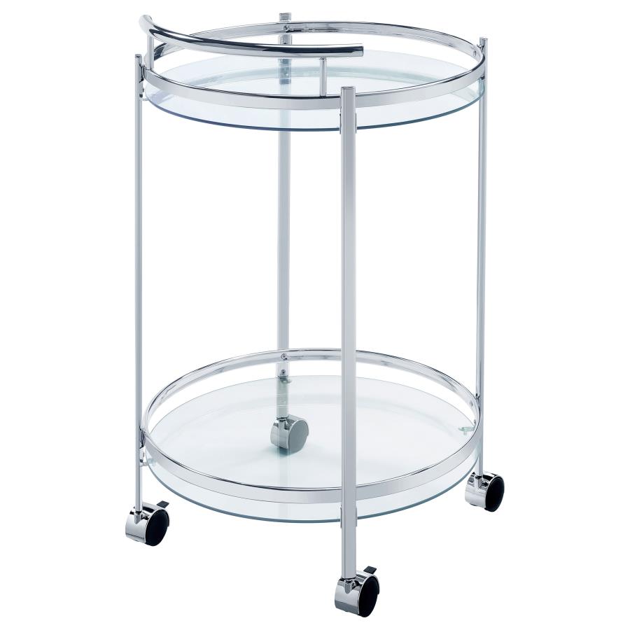 Chrissy Round Glass Bar Cart Chrome