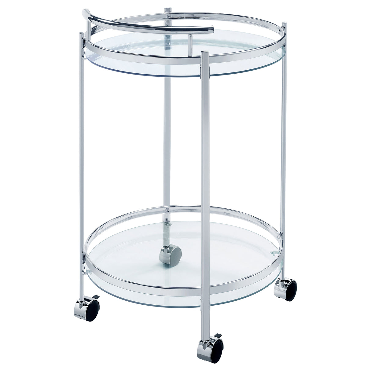 Chrissy Round Glass Bar Cart Chrome