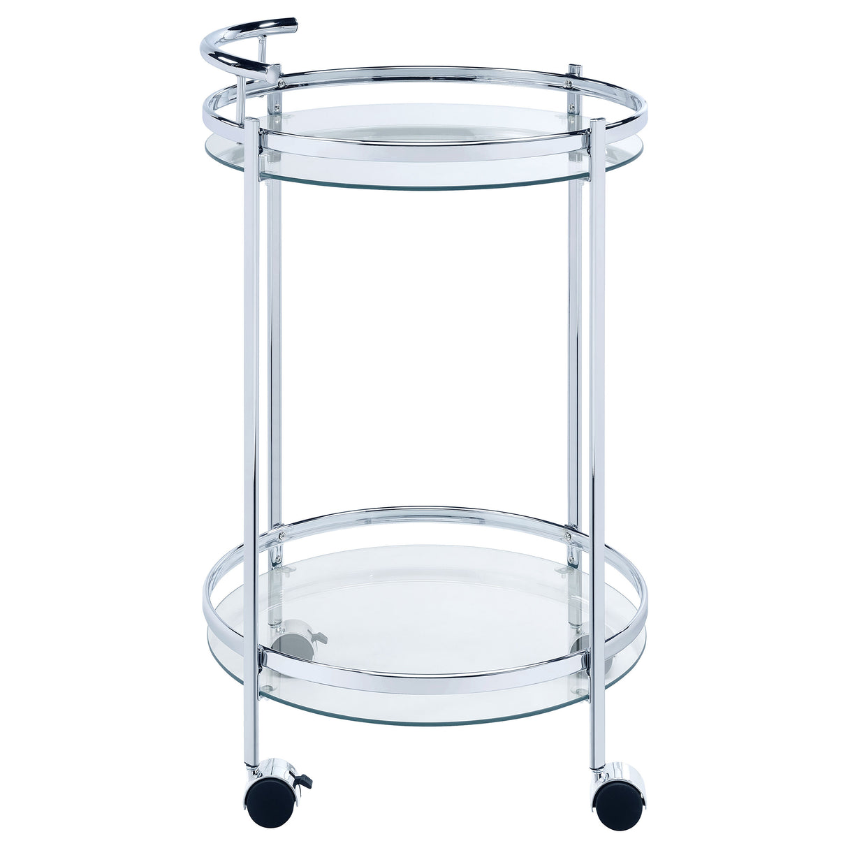Chrissy Round Glass Bar Cart Chrome