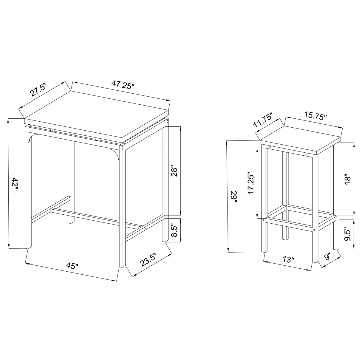 Santana 5-Piece Bar Set Weathered Chestnut And Black