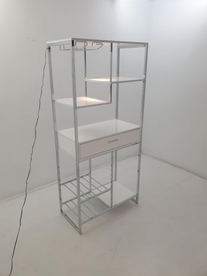 Figueroa 5-shelf Wine Storage Bar Cabinet White High Gloss