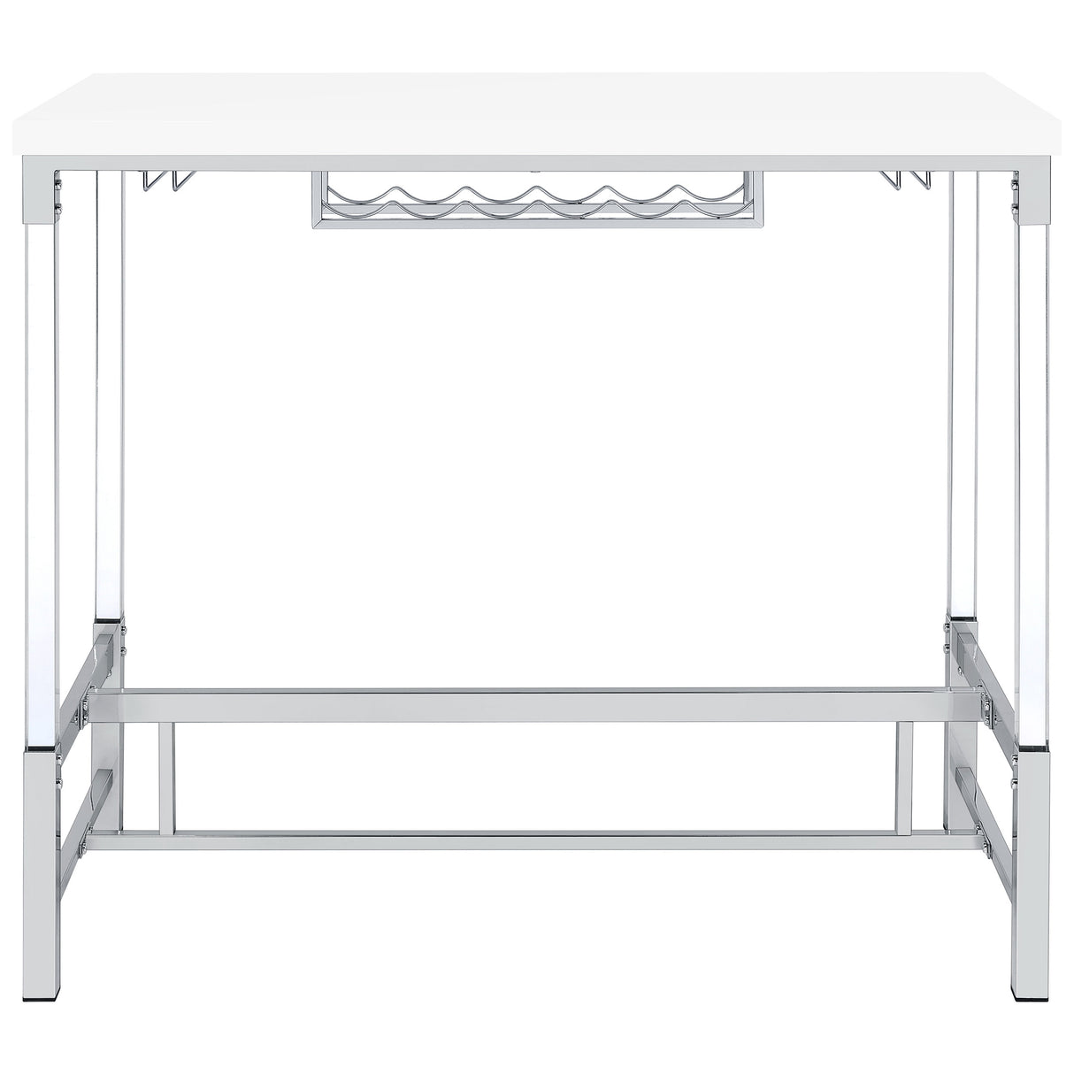 Norcrest 47-inch Acrylic Leg Bar Table White High Gloss