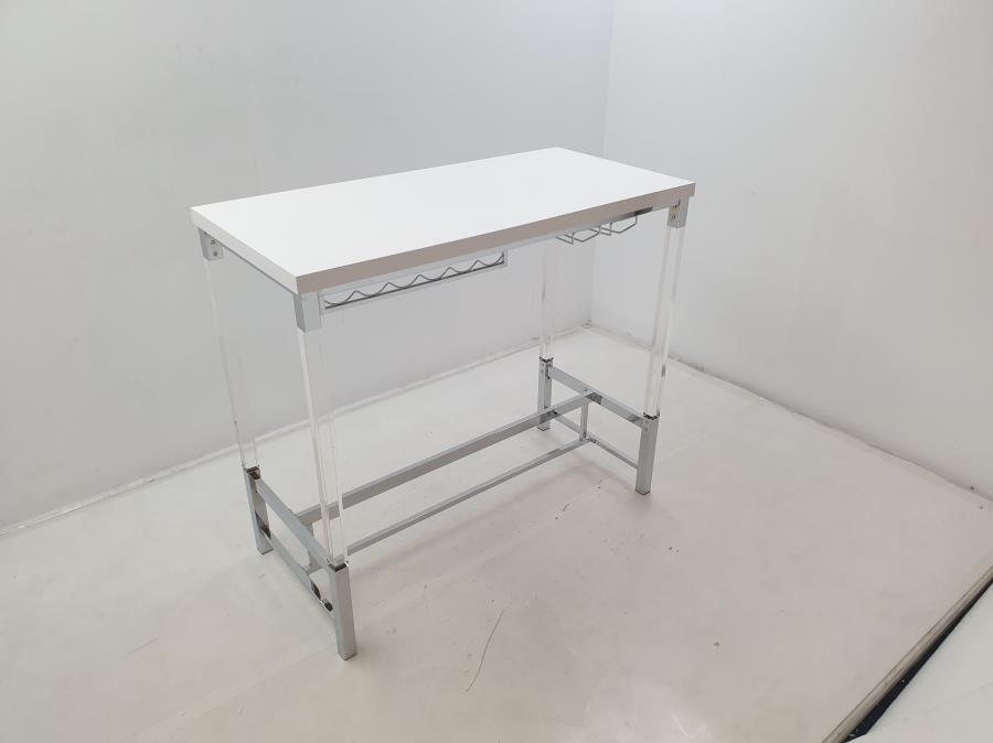 Norcrest 47-inch Acrylic Leg Bar Table White High Gloss