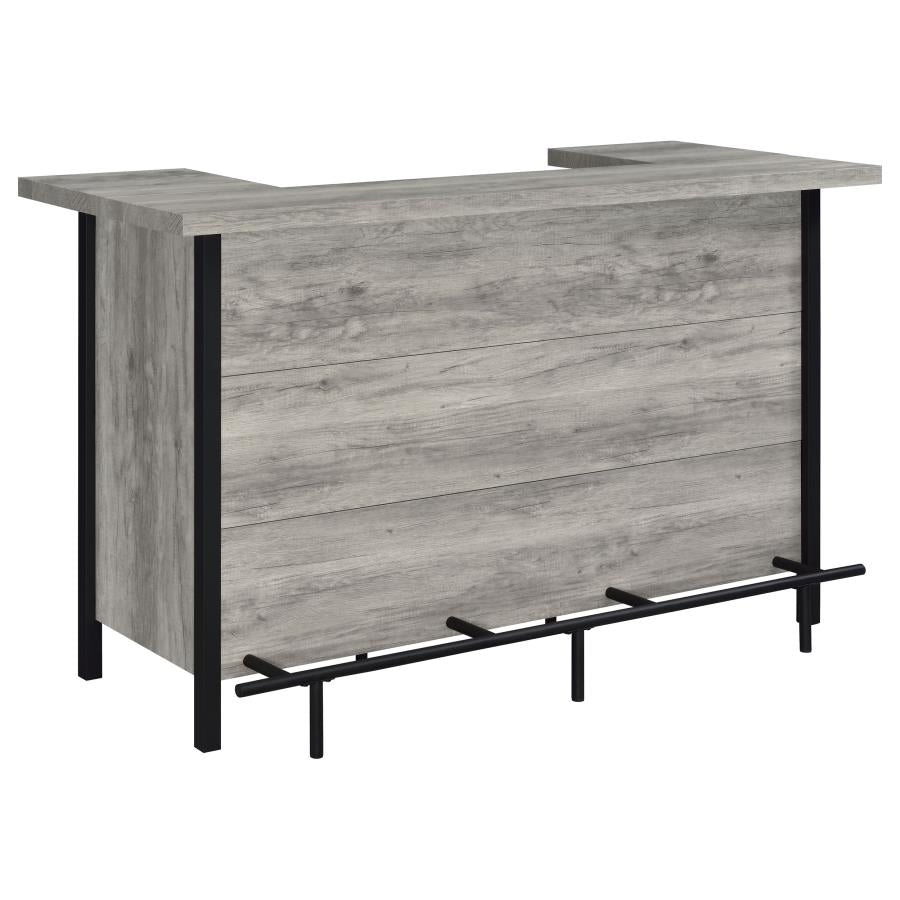 Bellemore Bar Unit With Footrest Grey Driftwood And Black