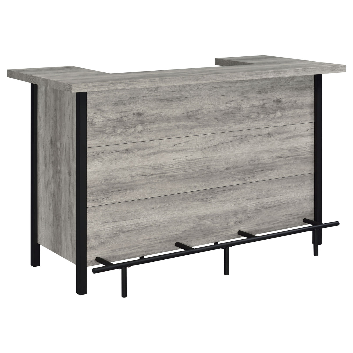 Bellemore Bar Unit With Footrest Grey Driftwood And Black